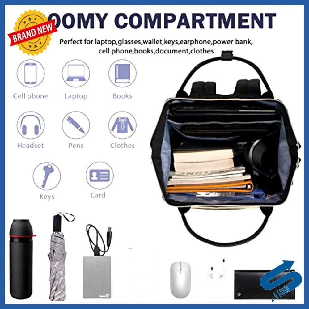 Large Capacity Laptop Backpack Waterproof USB Port RFID Pockets Travel Daypack - Picture 5 of 6